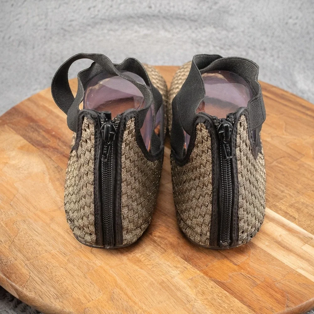 Bernie Mev 41 size 10 Monica Woven Comfort Ballet Flats‎ Black/Gold